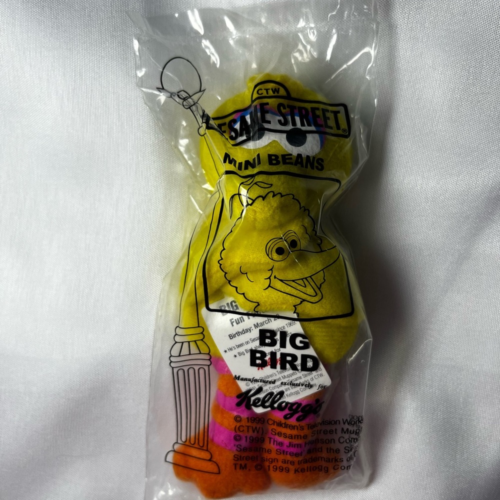 Vintage 1999 Kellogg’s Sesame‎ Street Big Bird Mini Beans Plush Toy NWT 4.5”